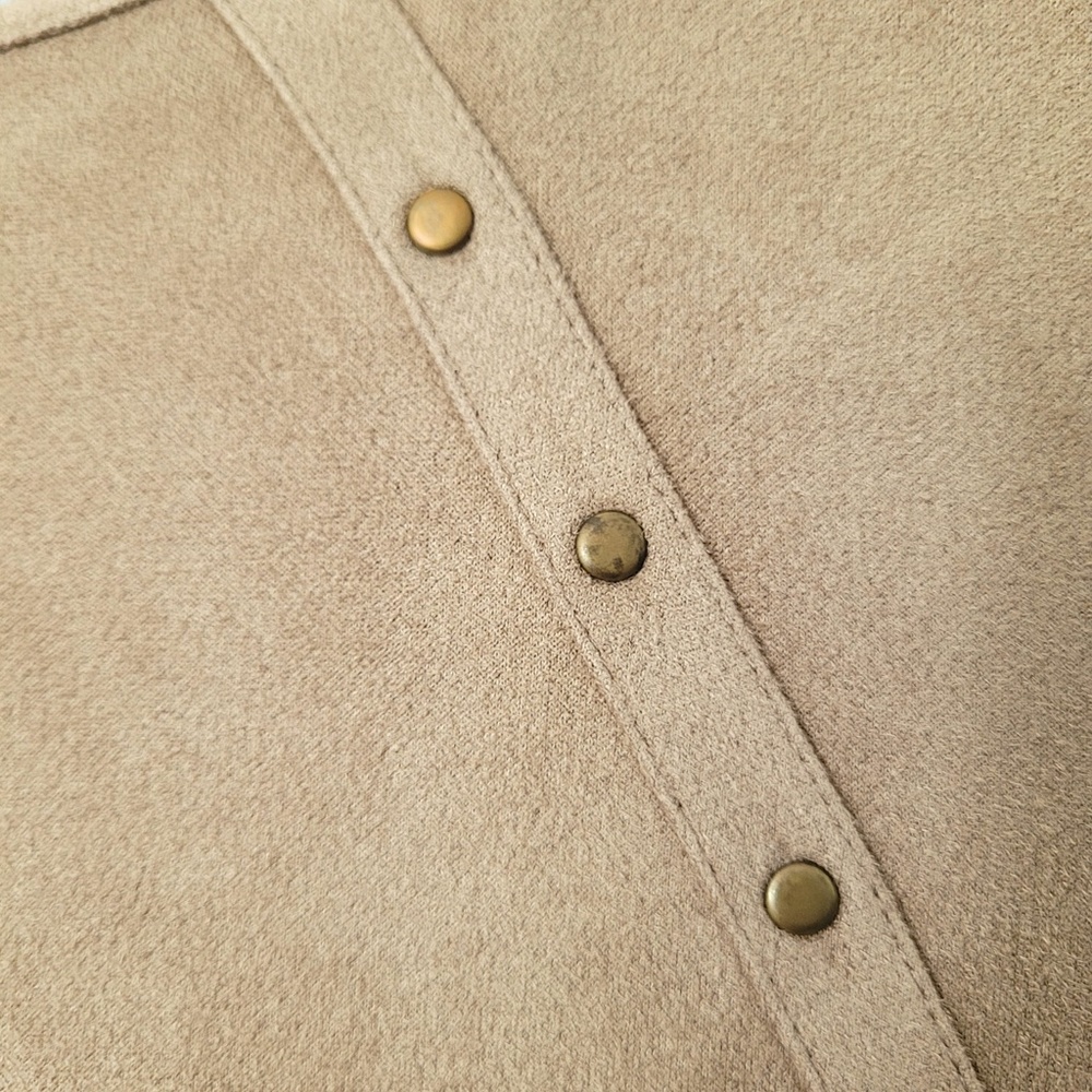 Lord & Taylor Western Faux Suede Mini Dress Small Brown Studded Boho 70s‎ Mod - Picture 11 of 15